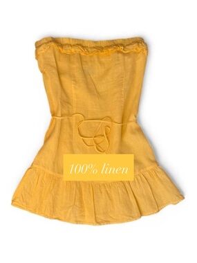 Y2K Juicy Couture Yellow Tube Dress 100% Linen Medium